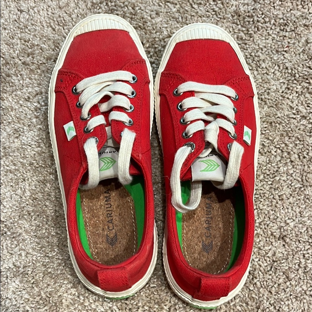 Cariuma Red Canvas Sneakers Classic Design Low Top
